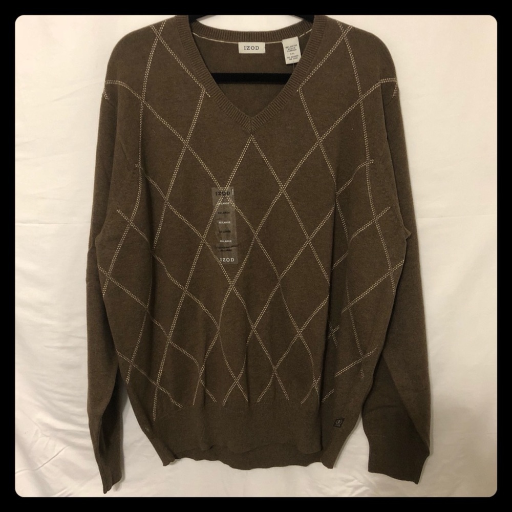 IZOD | Brown Argyle Sweater | 2XL